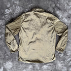 Stone Island khaki overshirt with logo patch and nylon metal cotton blend material.