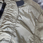 Stone Island khaki overshirt with logo patch and nylon metal cotton blend material.
