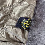 Stone Island khaki overshirt with logo patch and nylon metal cotton blend material.