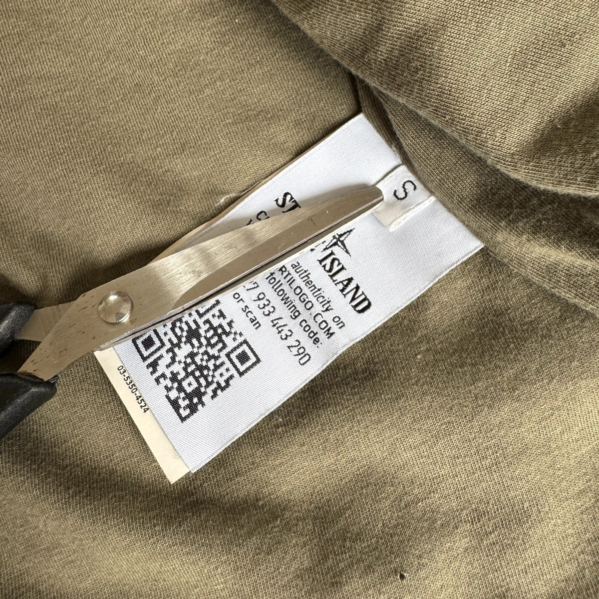 Stone Island khaki overshirt with logo patch and nylon metal cotton blend material.