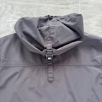 Napapijri grey pullover jacket with logo patch and ventilation zips, lightweight anorak design.