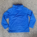 Napapijri blue anorak jacket with logo chest flap and quarter-zip front closure.