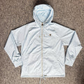 Fila lightweight hooded jacket light sky blue embroidered chest logo gold-tone zip hardware