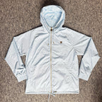 Fila lightweight hooded jacket light sky blue embroidered chest logo gold-tone zip hardware