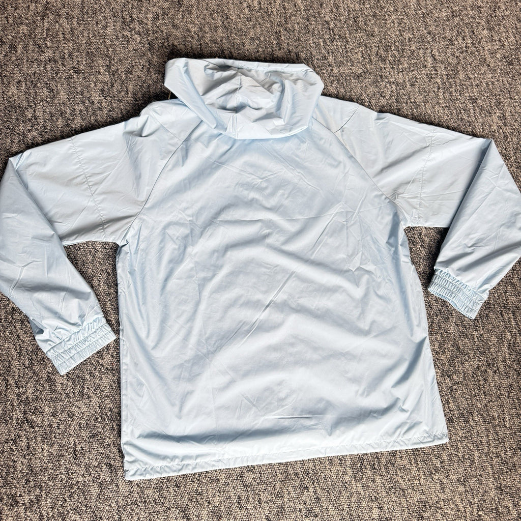 Fila lightweight hooded jacket light sky blue embroidered chest logo gold-tone zip hardware